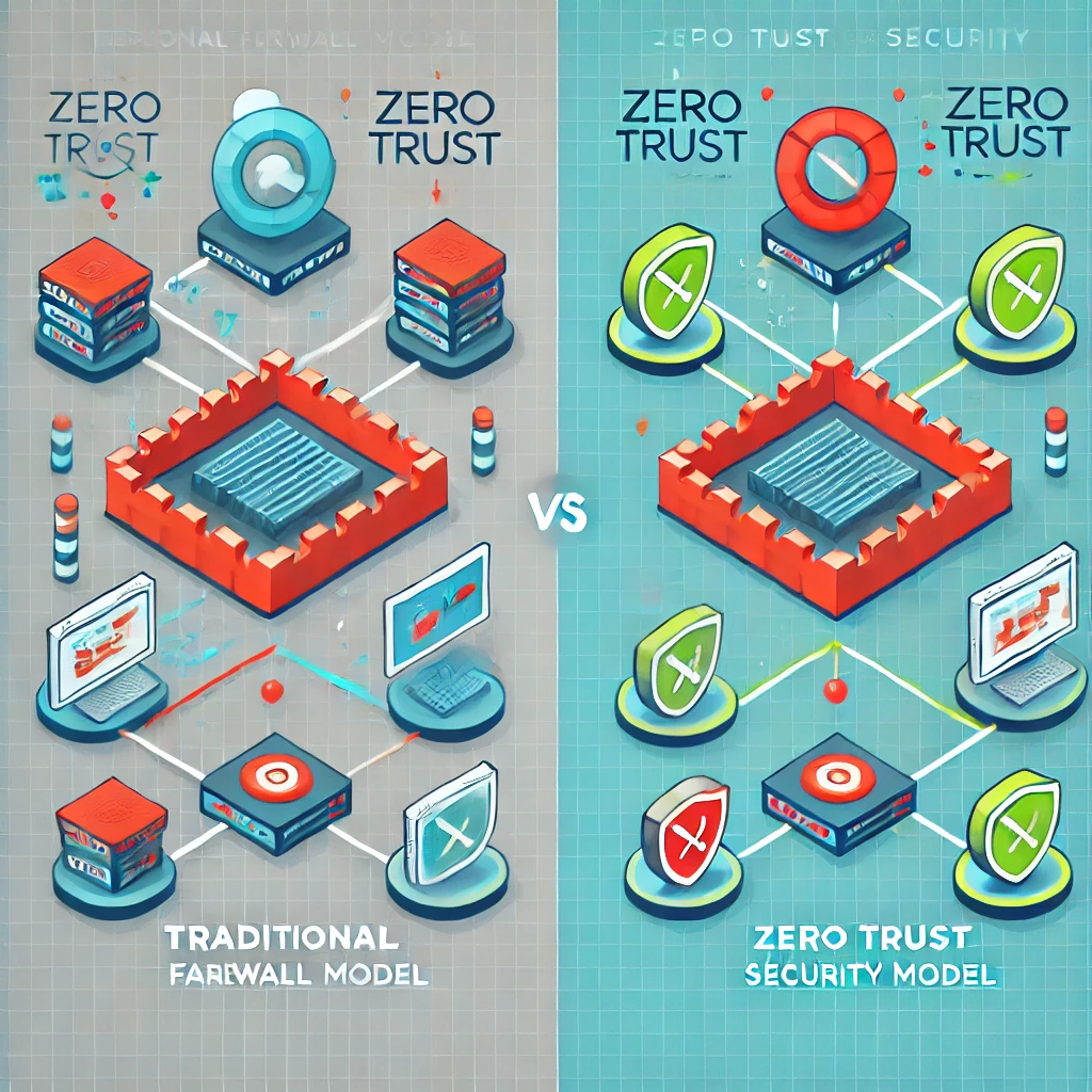 Comparación entre un firewall tradicional y el modelo Zero Trus