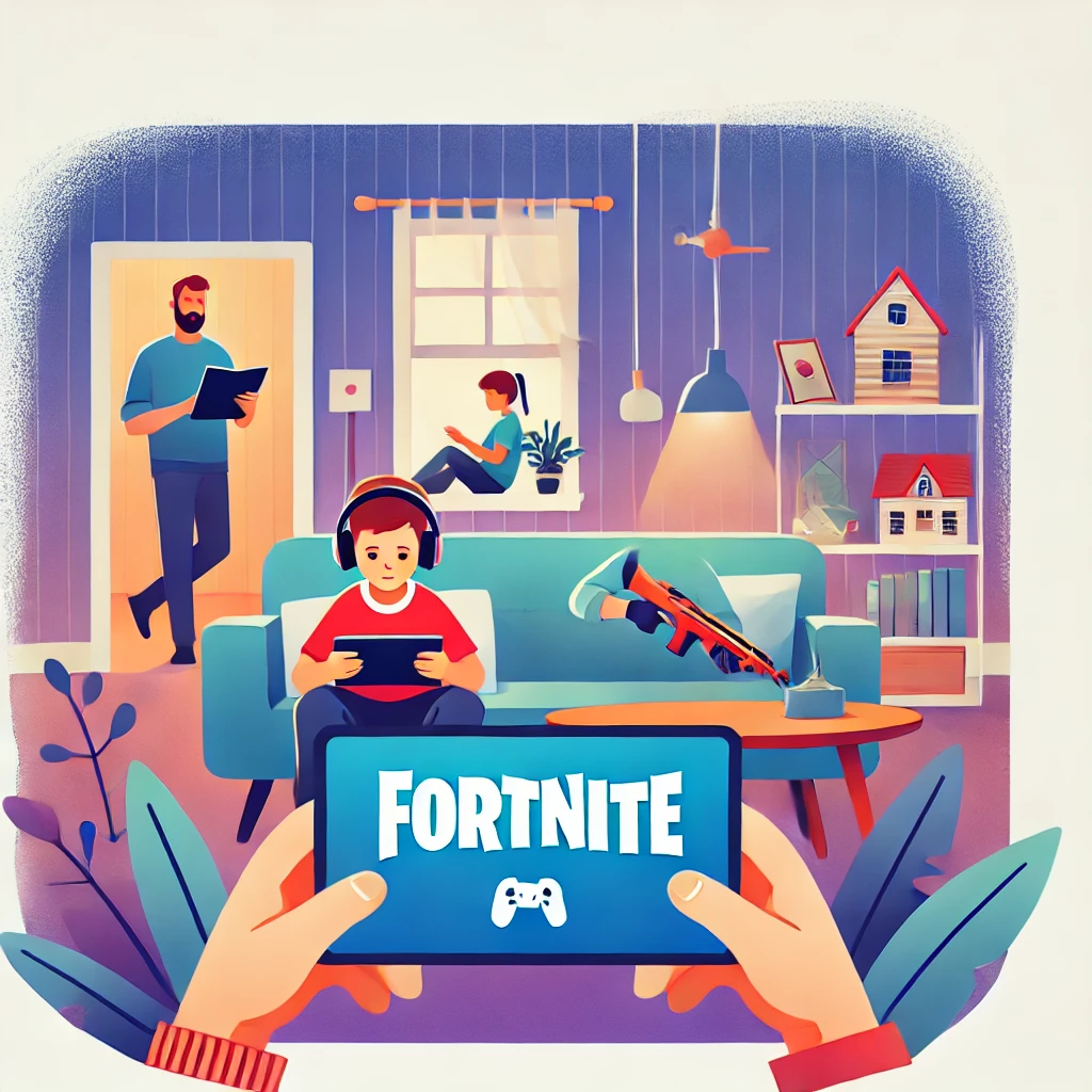 Niño jugando a Fortnite con medidas de seguridad supervisadas